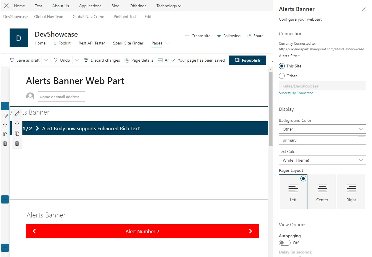 Alerts Banner Web Part