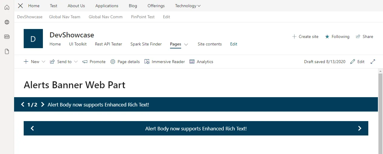 Alerts Banner Web Part