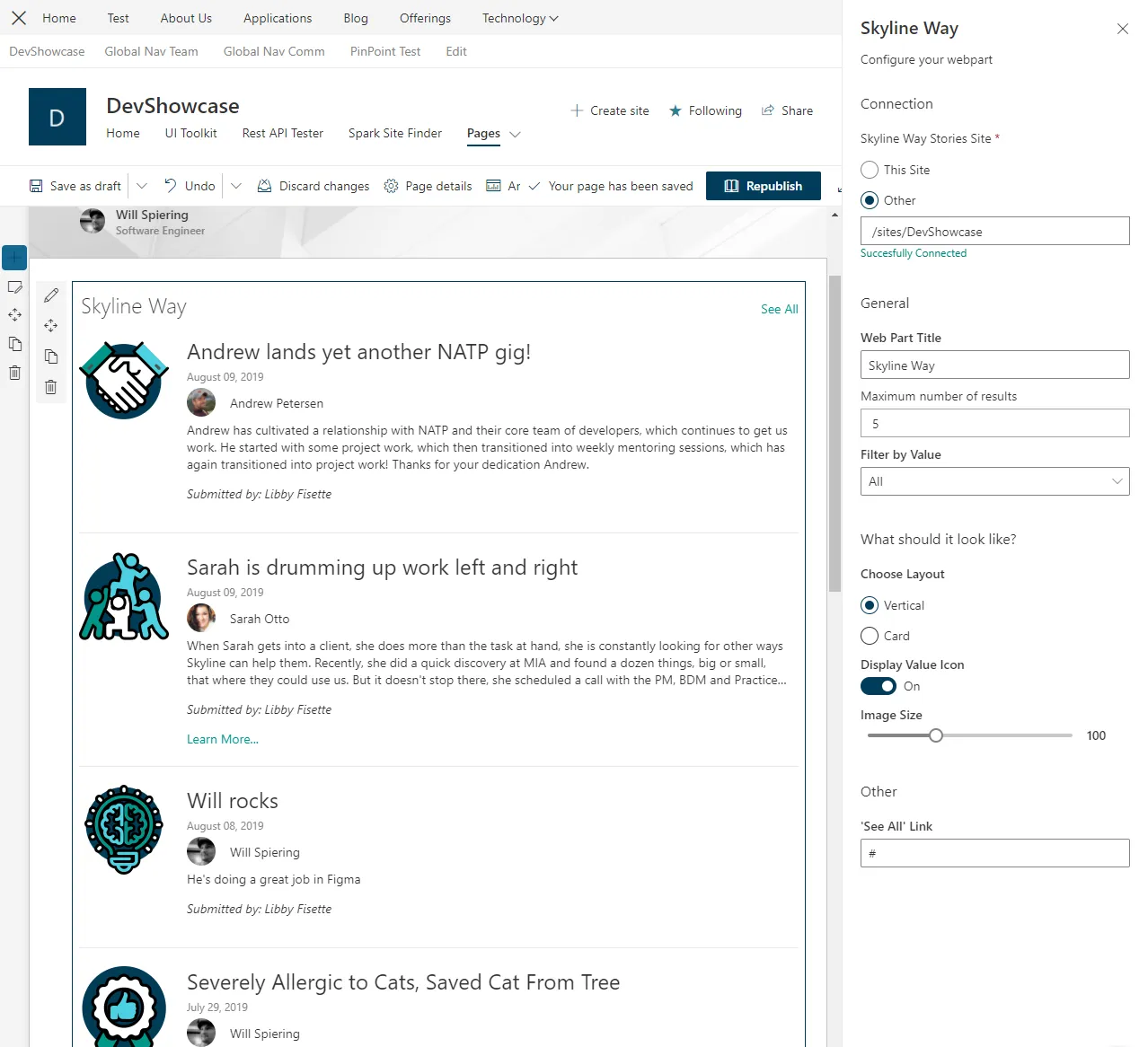 Employee Recognition Web Part Edit Mode