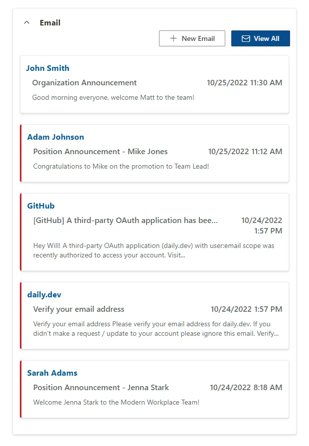 Outlook Web Part