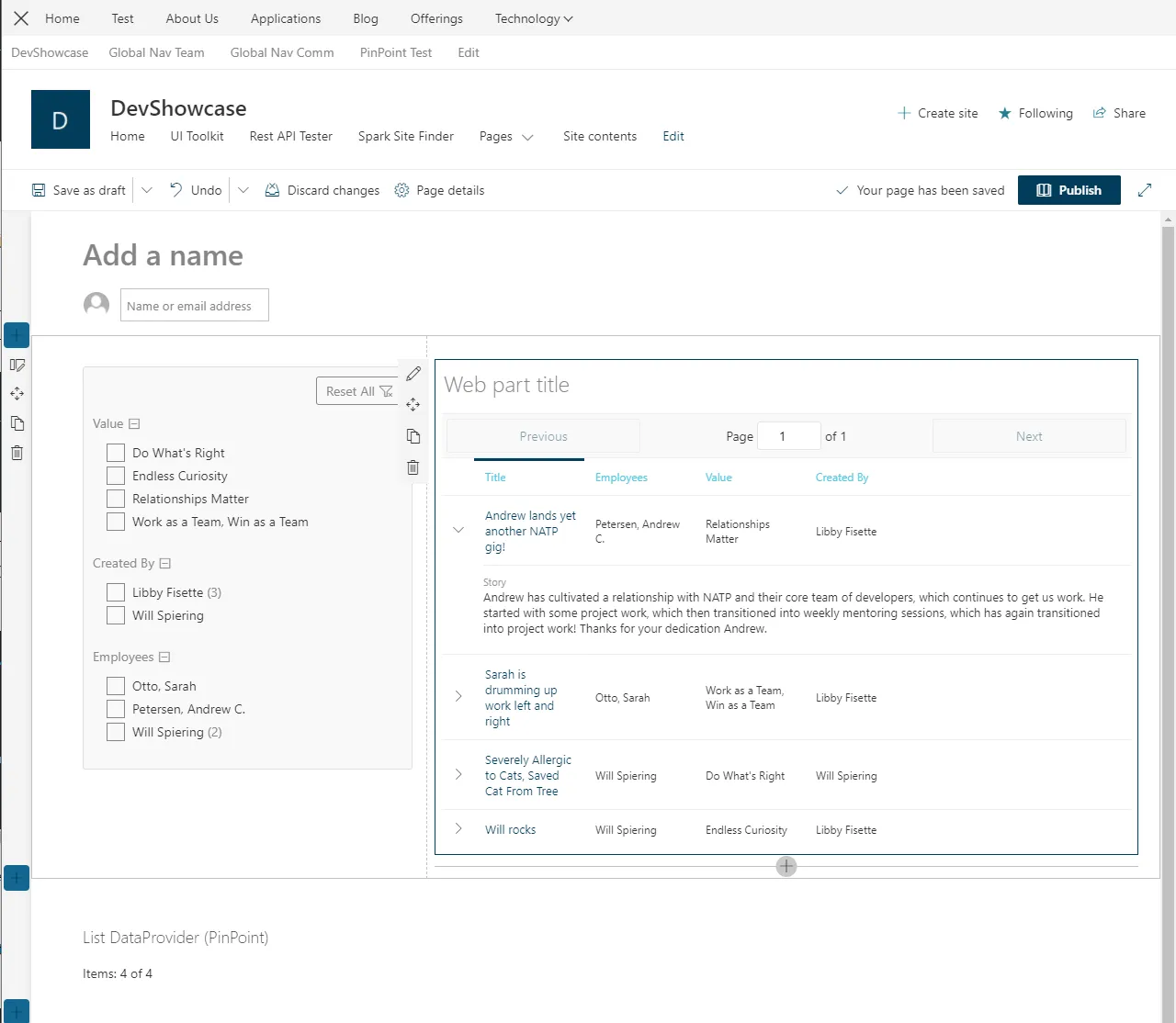 Pinpoint Search Web Parts