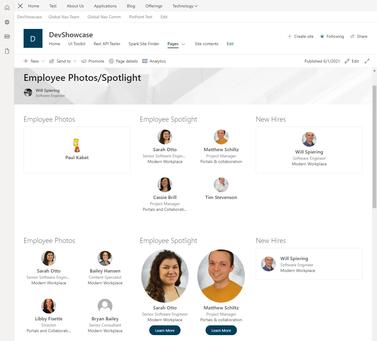 Employee Photos and Spotlight Web Part