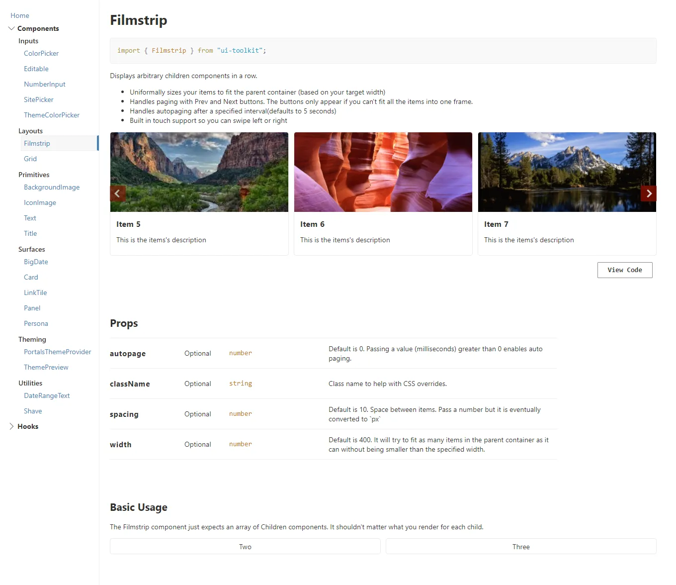 UI Toolkit Filmstrip Component