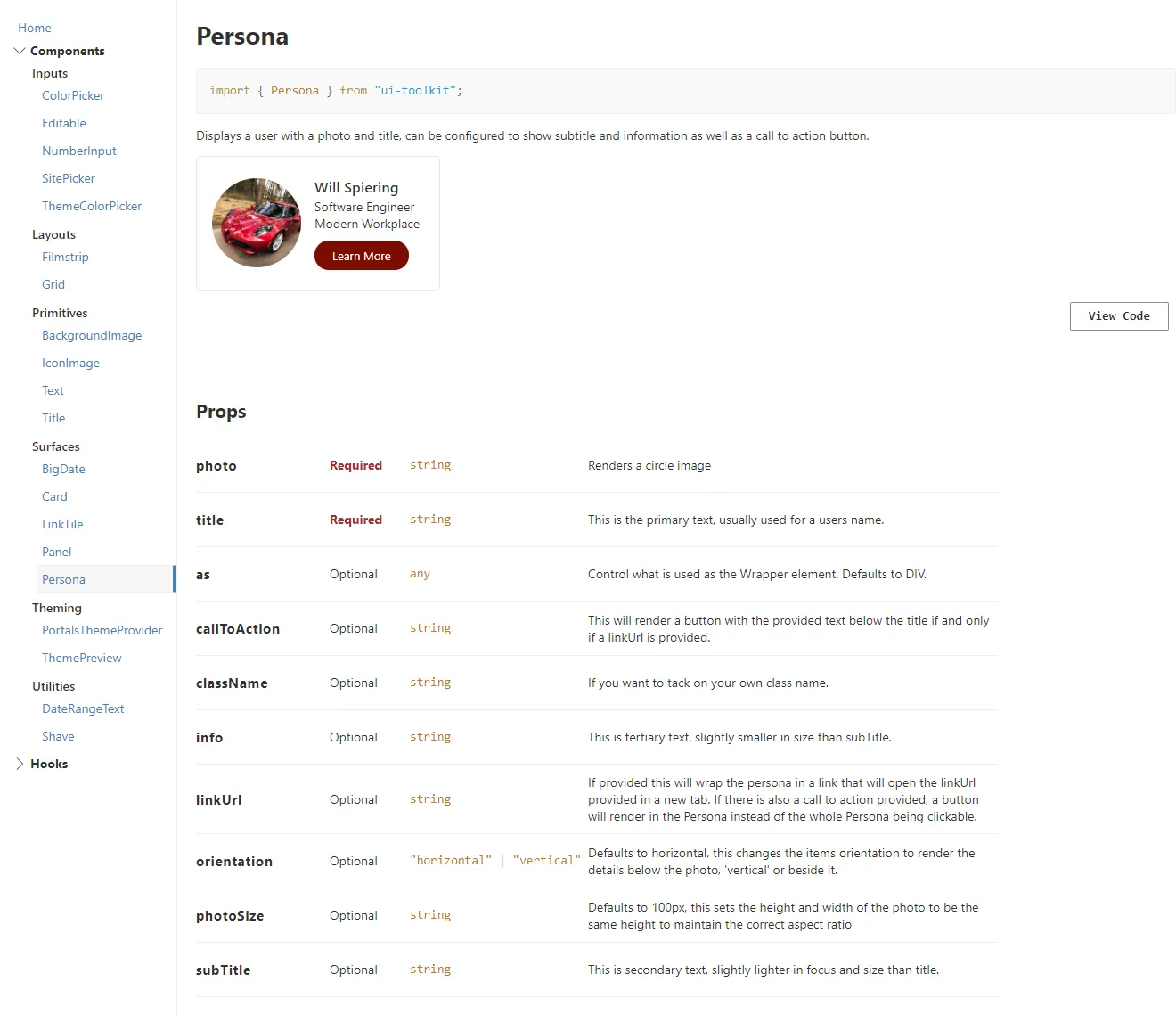 UI Toolkit Persona Component
